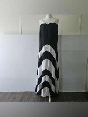 Ashley Stewart Black and White Chevron Maxi Dress